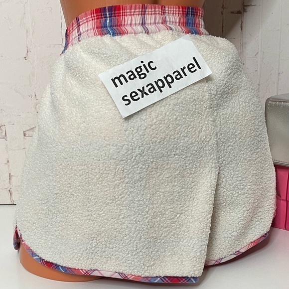 VS S L XL SLEEP SHORTS SHERPA PLAID PAJAMAS BOW SUPER SOFT - Picture 2 of 2